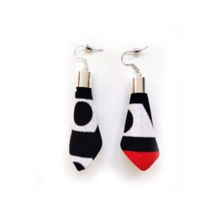 Boucles d'oreilles pendantes en tissu wax - Motif graphique