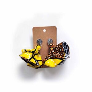 Boucles d'oreilles en forme d'éventails en tissu wax